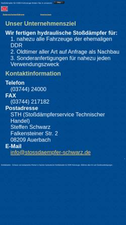 Vorschau der mobilen Webseite www.stossdaempfer-schwarz.de, Stoßdämpferhandel, Gert Schwarz