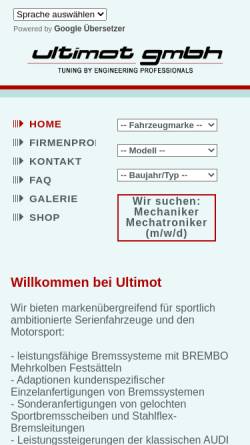 Vorschau der mobilen Webseite ultimot.de, Ultimot GmbH