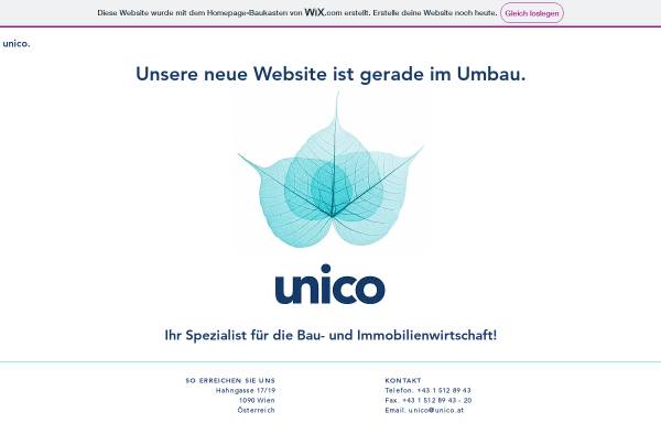 Vorschau von www.unico.at, Unico Unternehmensberatung & Industrie-Consulting Gesellschaft m.b.H.