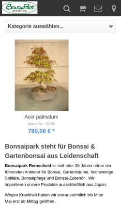 Vorschau der mobilen Webseite www.bonsai-park.de, Bonsai Park Remscheid