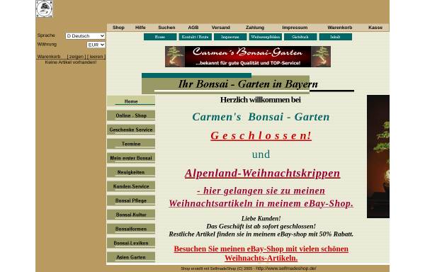 Vorschau von www.carmens-bonsai-garten.de, Carmens Bonsai Garten Online-Shop