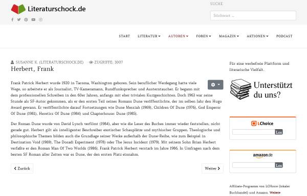 Vorschau von www.literaturschock.de, Literatuschock: Frank Herbert