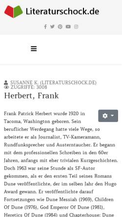 Vorschau der mobilen Webseite www.literaturschock.de, Literatuschock: Frank Herbert