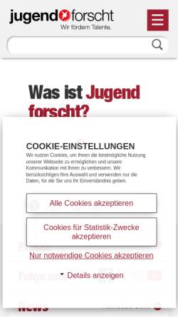 Vorschau der mobilen Webseite www.jugend-forscht.de, Jugend forscht