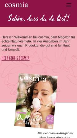 Vorschau der mobilen Webseite cosmia.de, Cosmia