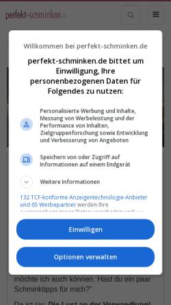 Vorschau der mobilen Webseite www.perfekt-schminken.de, Perfekt Schminken