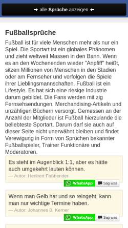 Vorschau der mobilen Webseite www.fussballersprueche.de, Fußballersprüche