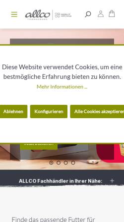 Vorschau der mobilen Webseite www.allco-heimtierbedarf.de, ALLCO Heimtierbedarf GmbH & Co. KG
