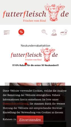 Vorschau der mobilen Webseite www.futterfleisch.de, Nationale Tierparkversorgung
