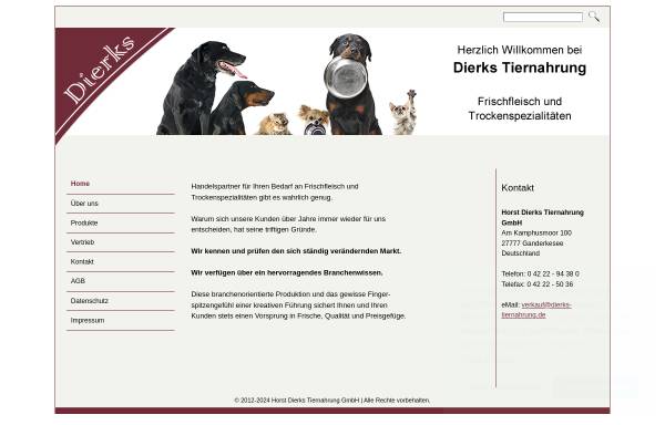 Vorschau von www.dierks-tiernahrung.de, Tierische-Produkte Horst Dierks