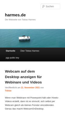 Vorschau der mobilen Webseite www.harmes.de, Harmes, Tobias