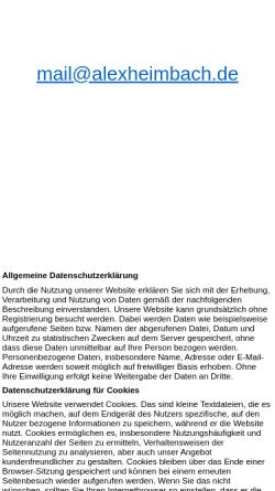 Vorschau der mobilen Webseite www.alexheimbach.de, Heimbach, Alexander