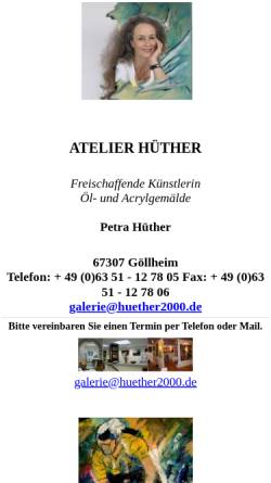 Vorschau der mobilen Webseite www.huether2000.de, Galerie & Atelier Hüther