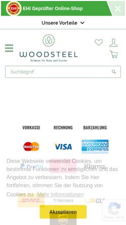 Vorschau der mobilen Webseite www.woodsteel.de, Woodsteel GmbH
