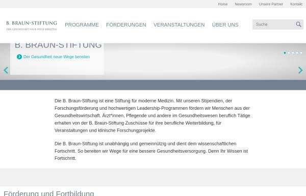 Vorschau von www.bbraun-stiftung.de, B. Braun Stiftung für die moderne Medizin