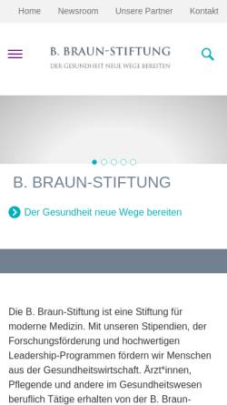 Vorschau der mobilen Webseite www.bbraun-stiftung.de, B. Braun Stiftung für die moderne Medizin