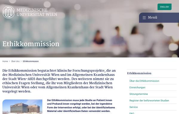 Vorschau von www.meduniwien.ac.at, Ethik-Kommission der Medizinischen Universität Wien und des AKH Wien