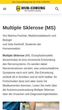Vorschau der mobilen Webseite huk-coburg.gesundheitsportal-privat.de, HUK-Coburg, Multiple Sklerose
