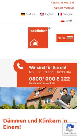 Vorschau der mobilen Webseite isoklinker.de, Isoklinker Produktions GmbH