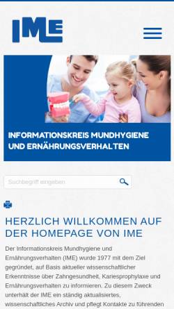 Vorschau der mobilen Webseite www.imeonline.de, Informationskreis Mundhygiene und Ernährungsverhalten