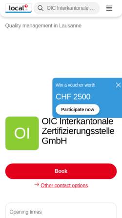 Vorschau der mobilen Webseite yellow.local.ch, OIC - Interkantonale Zertifizierungsstelle