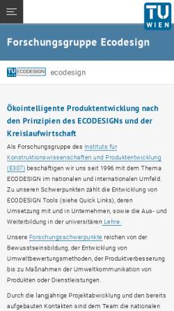 Vorschau der mobilen Webseite www.ecodesign.at, Österreichischer ECODESIGN Informationsknoten