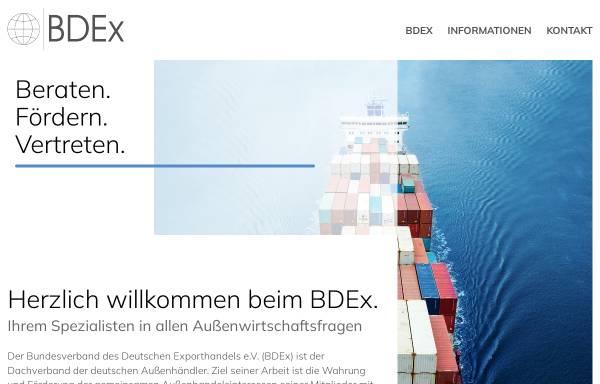 Vorschau von www.bdex.de, BDEx, Bundesverband des deutschen Exporthandels e.V