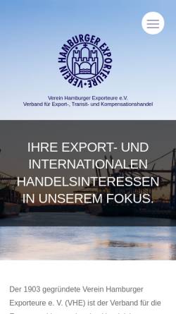 Vorschau der mobilen Webseite vhe.info, VHE, Verein Hamburger Exporteure e.V.
