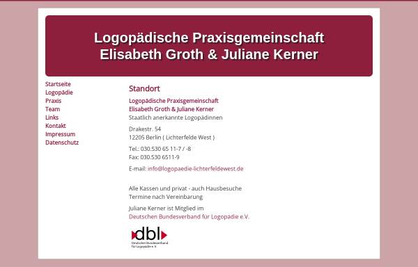 Vorschau von www.logopaedie-lichterfeldewest.de, Logopädische Praxisgemeinschaft Elisabeth Groth und Juliane Kerner