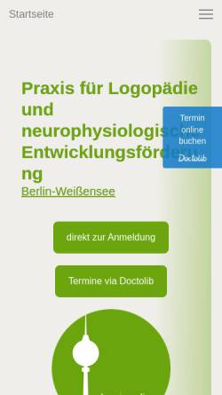 Vorschau der mobilen Webseite www.logo-paedie.berlin, Logopädische Praxisgemeinschaft NDT/INPP