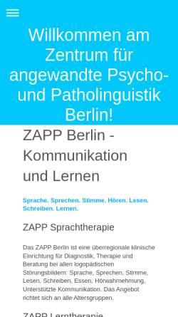 Vorschau der mobilen Webseite www.zapp-berlin.de, ZaPP Berlin