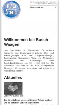 Vorschau der mobilen Webseite www.busch-waagen.de, Paul Busch Waagen Fabrik