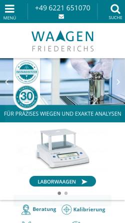 Vorschau der mobilen Webseite www.waagen-friederichs.de, Waagen-Friederichs Wägeelektronik Vertriebs GmbH
