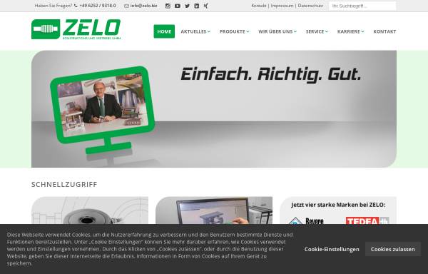 Vorschau von www.zelo.biz, Zelo Konstruktions und Vertriebs GmbH