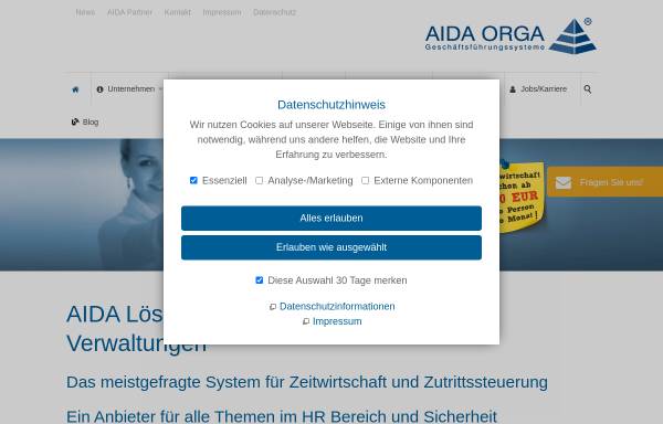 Vorschau von www.aida-orga.de, AIDA Geschäftsführungs-Organisations-Systeme GmbH