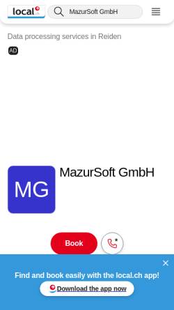 Vorschau der mobilen Webseite yellow.local.ch, MazurSoft GmbH