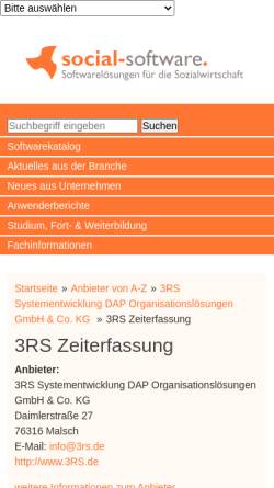 Vorschau der mobilen Webseite social-software.de, 3RS Systementwicklung GmbH & Co. KG