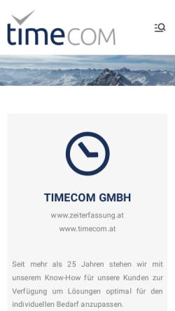 Vorschau der mobilen Webseite zeiterfassung.at, Timecom Zeiterfassung & BDE-Systeme