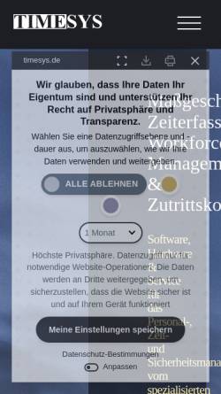 Vorschau der mobilen Webseite www.timesys.de, Timesys AG