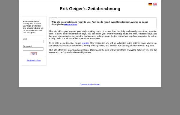 Vorschau von www.zeitabrechnung.org, Zeitabrechnung by Erik Geiger