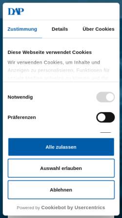 Vorschau der mobilen Webseite www.dap-networks.de, Deutsches Apotheken Portal - DAP GmbH