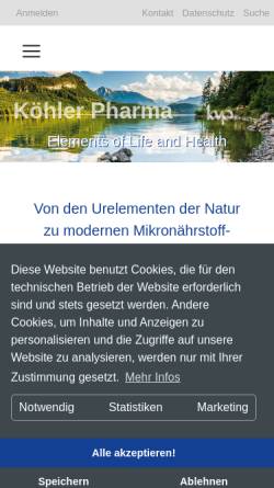 Vorschau der mobilen Webseite www.koehler-pharma.de, Köhler Pharma GmbH
