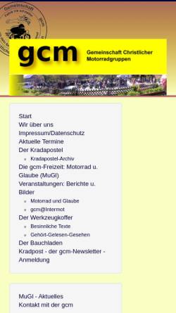 Vorschau der mobilen Webseite www.kradapostel.de, gcm - Kirche von Motorradfahrern für Motorradfahrer