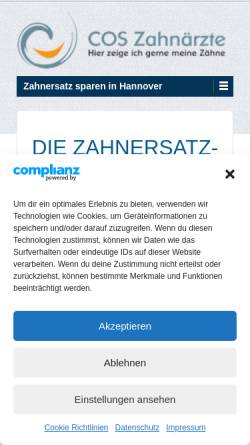 Vorschau der mobilen Webseite www.zahnersatzvorteil.de, Infos rund um Zahnersatz