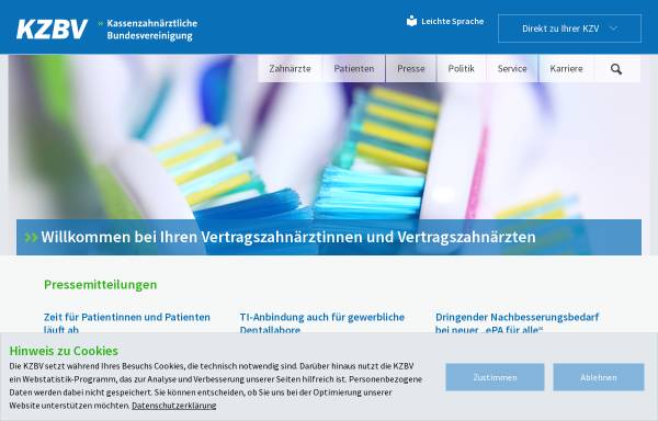 Vorschau von www.kzbv.de, KZBV - Kassenzahnärztliche Vereinigung