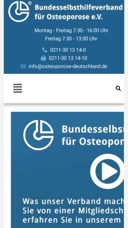 Vorschau der mobilen Webseite www.osteoporose-deutschland.de, Bundesselbsthilfeverband Osteoporose e.V.