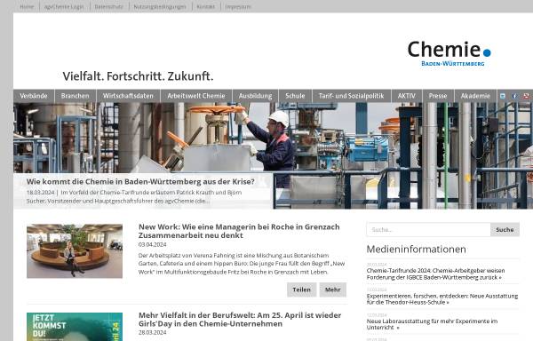 Vorschau von www.chemie.com, Chemie-Verbände Baden-Württemberg