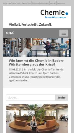 Vorschau der mobilen Webseite www.chemie.com, Chemie-Verbände Baden-Württemberg