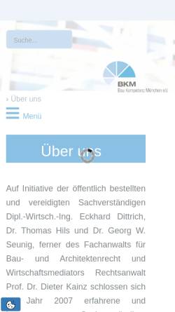 Vorschau der mobilen Webseite www.bkm-muenchen.de, Bau Kompetenz München - Eckhard Dittrich