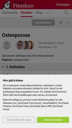 Vorschau der mobilen Webseite www.osteoporose.com, Osteoporose.com